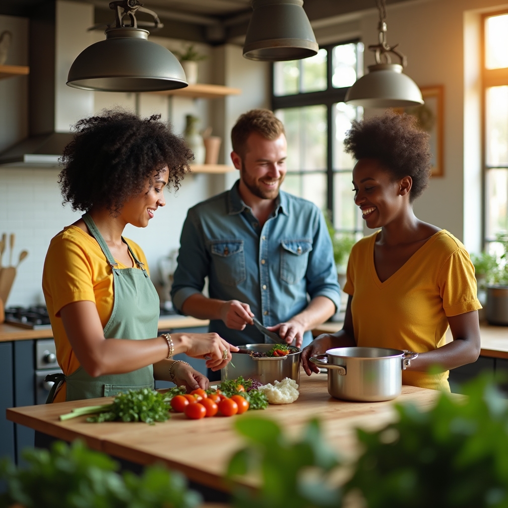Participantes aprendiendo técnicas de cocina práctica en el taller